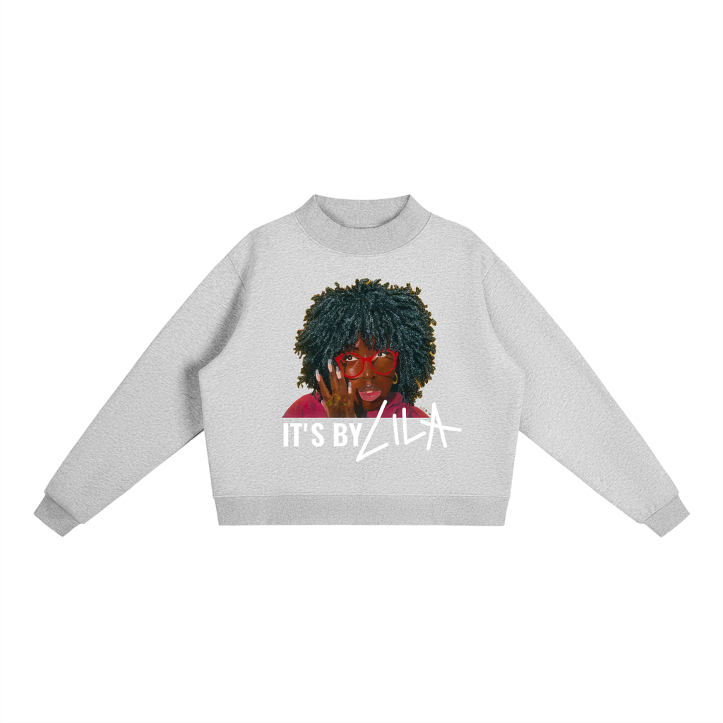 "SHINE" It's by Lila Essential Fleece Mock-Neck Crew Sweatshirt