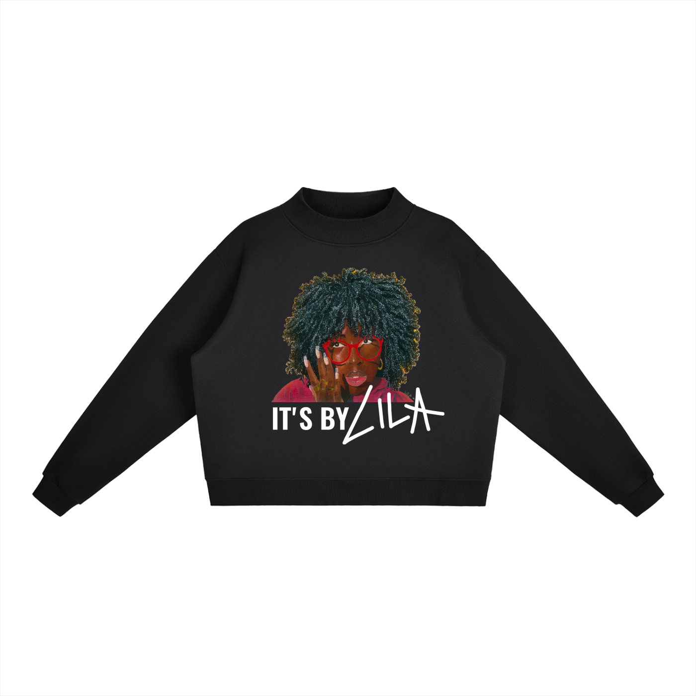 "SHINE" It's by Lila Essential Fleece Mock-Neck Crew Sweatshirt